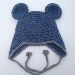 Bonnet bébé ours au crochet. Bonnet bébé avec oreilles. Cadeau de naissance. Bonnet avec cache-oreilles. Bonnet pour enfant. image 3