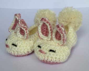 Crochet Baby Bunny Booties: Handmade Acrylic Easter Slippers