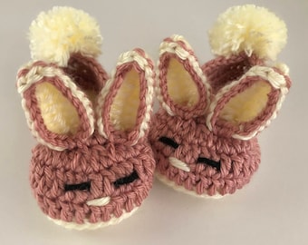 Pink Crochet Bunny Booties: Baby Girl Shower Gift