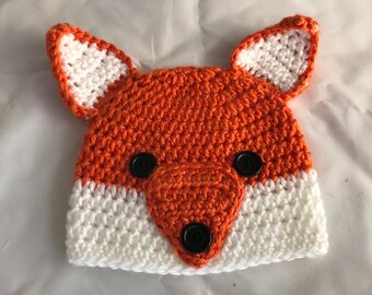 Crochet Fox Beanie. Newborn animal Beanie. Toddler fox hat. Adult woodland beanie.Animal hat.