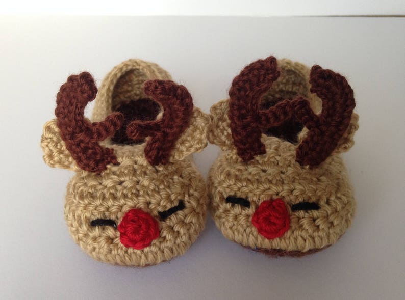 Reindeer toddler slippers. Rudolph slippers. christmas slippers for children. non-slip sole. image 2