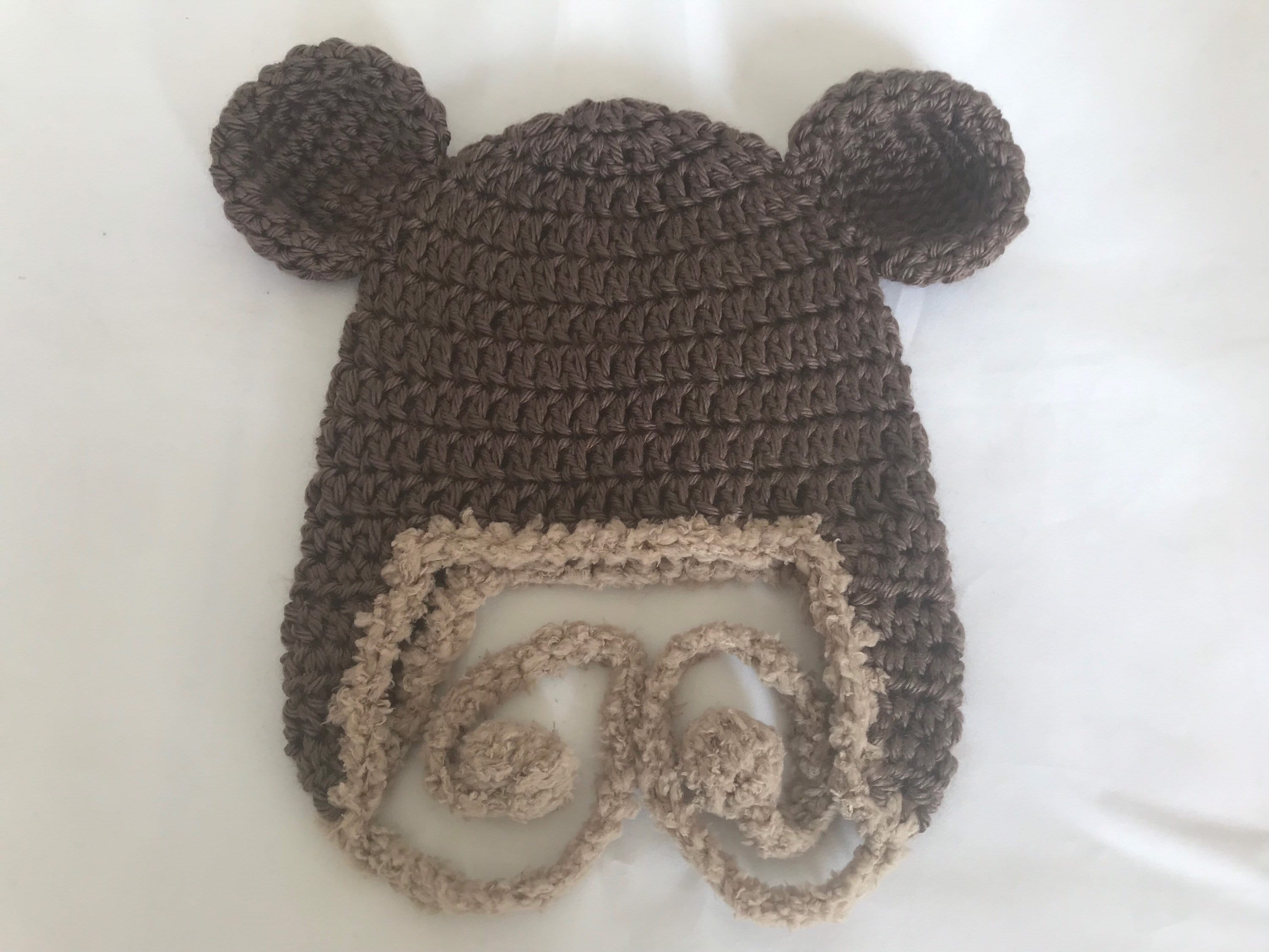 Brown crochet baby bear ear hat. Toddler bear ear hat. Newborn Etsy