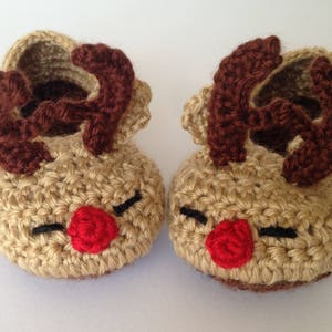 Reindeer toddler slippers. Rudolph slippers. christmas slippers for children. non-slip sole. image 1