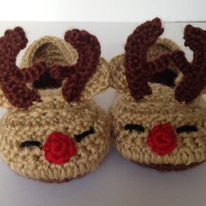 Reindeer toddler slippers. Rudolph slippers. christmas slippers for children. non-slip sole. image 3