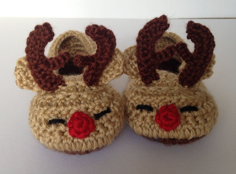 Reindeer toddler slippers. Rudolph slippers. christmas slippers for children. non-slip sole. image 3