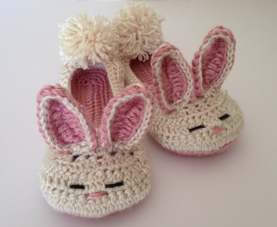 Womens Crochet Bunny Slippers. Mothers Day Gift. Christmas Gift