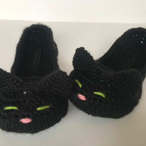 Black Cat Crochet Slippers. Womens Cat Slippers. Ladies Black Etsy Canada