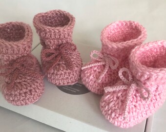 Pink Crochet Baby Booties: Newborn Gift