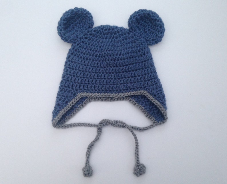 Bonnet bébé ours au crochet. Bonnet bébé avec oreilles. Cadeau de naissance. Bonnet avec cache-oreilles. Bonnet pour enfant. image 4