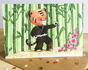 Martial Arts Tiger - greeting card for birthdays, belt promotion and celebrations