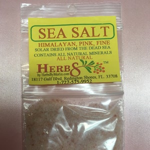 Sea Salt Himalayan, Pink, Fine  -  2.4 ounces. Solar Dried From The Dead Sea.  Contains All Natural Minerals.