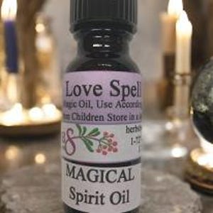 Love Spell Magic Oil.  1/2 ounce. Blended Oil Spirituality, Rituals, Witchcraft Ceremonies. Magical.