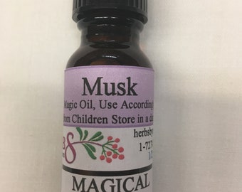 MUSK Magic Oil.  1/2 ounce.  Spirituality, Rituals, Witchcraft Ceremonies. Magical.