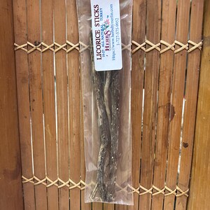 Licorice Root Sticks -  Dried Hand Packed 6 Sticks.  (Glycyrrhiza uralensis).
