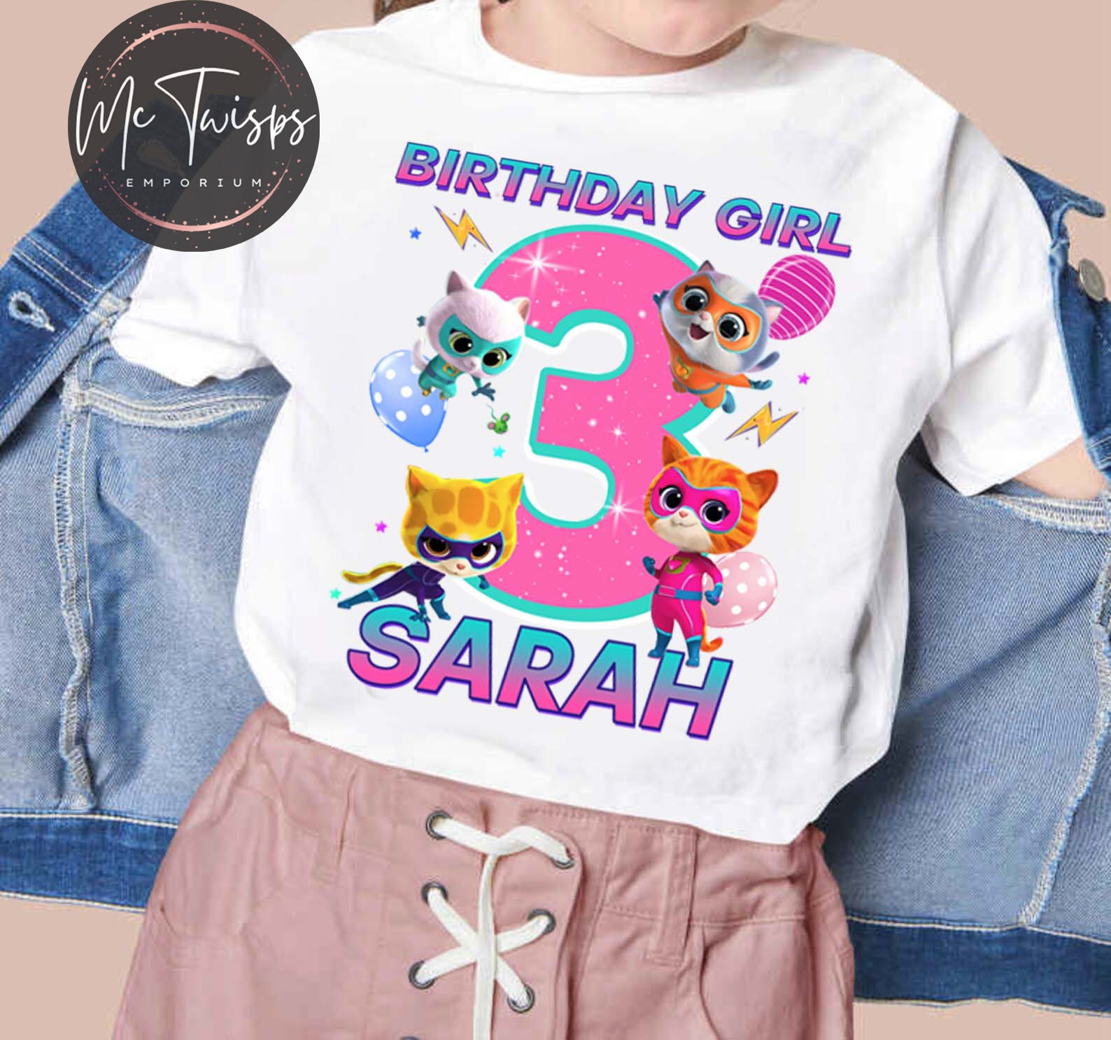 Discover Personalized Disney Junior Super Kitties birthday shirt, SuperKitties Pounce! Full Team T-Shirt