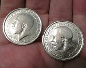 Silver plated Clip On Coin Earrings Great Britain bronze Georgivs V Dei Gra Britt Omn Rex Fid Def Ind Imp money jewelry England currency