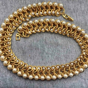 Exquisite Napier Faux Pearl Necklace Choker Collar Couture Designer Chunky Gold Tone Mogul Statement 16 SUPER RARE Vintage 80s Click 2 See image 2