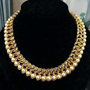Exquisite Napier Faux Pearl Necklace Choker Collar Couture Designer Chunky Gold Tone Mogul Statement 16 SUPER RARE Vintage 80s Click 2 See image 10