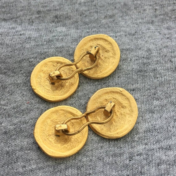 Vintage 2 Gold Tone swirl buttons cufflinks conne… - image 3