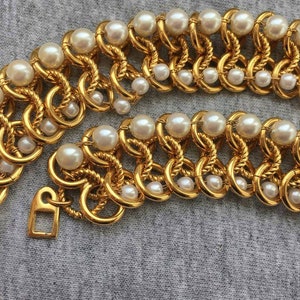 Exquisite Napier Faux Pearl Necklace Choker Collar Couture Designer Chunky Gold Tone Mogul Statement 16 SUPER RARE Vintage 80s Click 2 See image 4