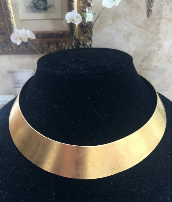Thick Collar Necklace chunky Matte Gold tone choke