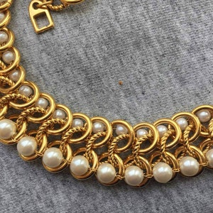 Exquisite Napier Faux Pearl Necklace Choker Collar Couture Designer Chunky Gold Tone Mogul Statement 16 SUPER RARE Vintage 80s Click 2 See image 5