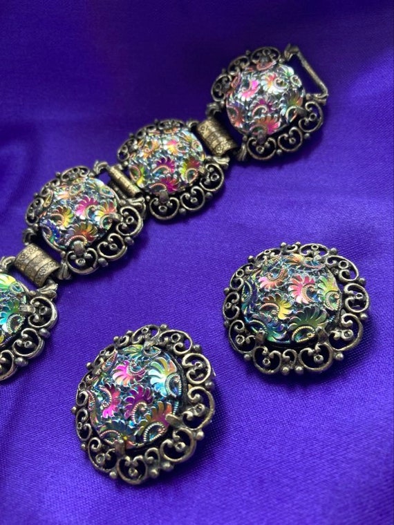 Wow! Vintage Judy Lee scalloped Bracelet set Gold 