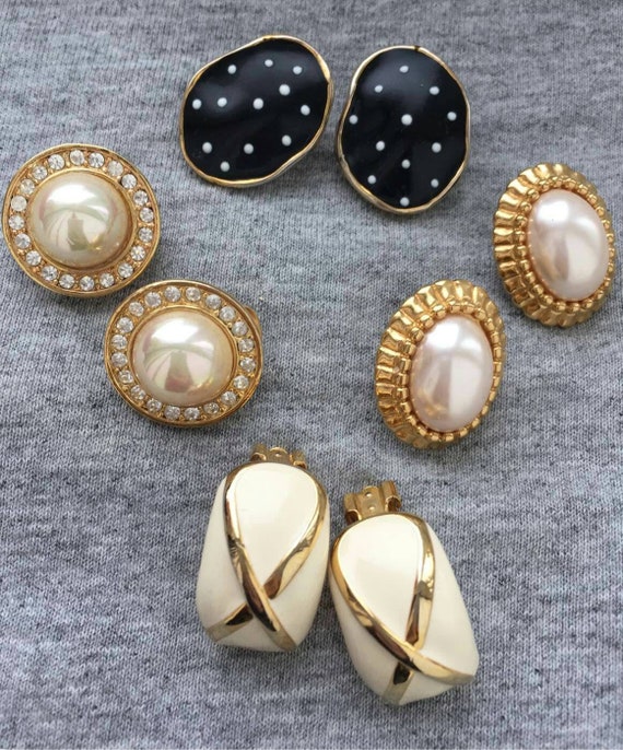 Lot of 4 designer clips Earrings Roman Monet Pear… - image 1