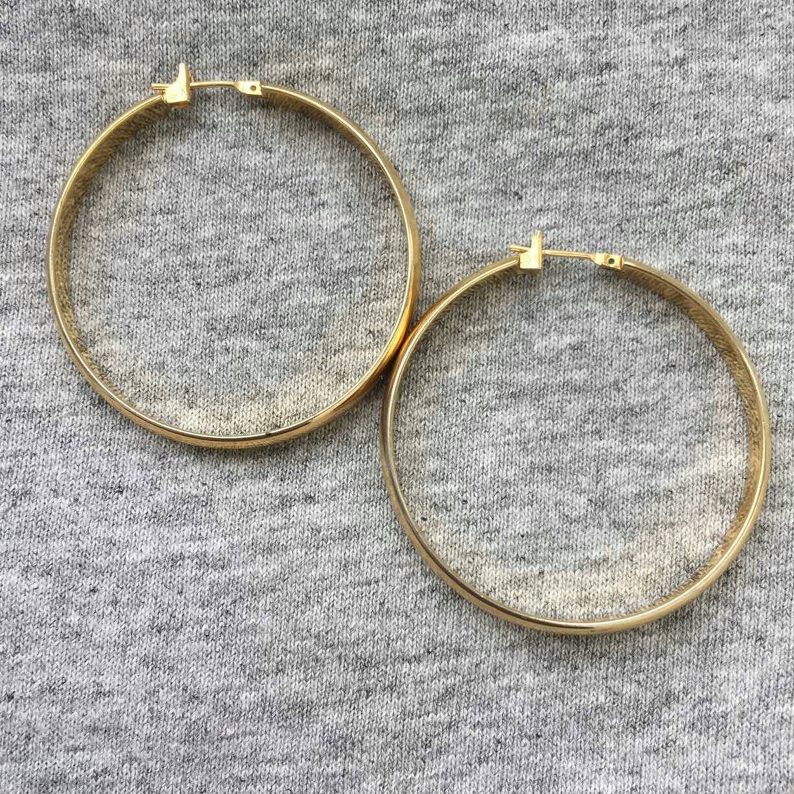CHIC hoop earrings highly polished Gold Tone clip on Etsy