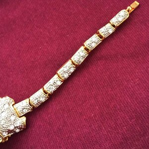 80’s Double Panther Cheetah Rhinestone Necklace main image 0