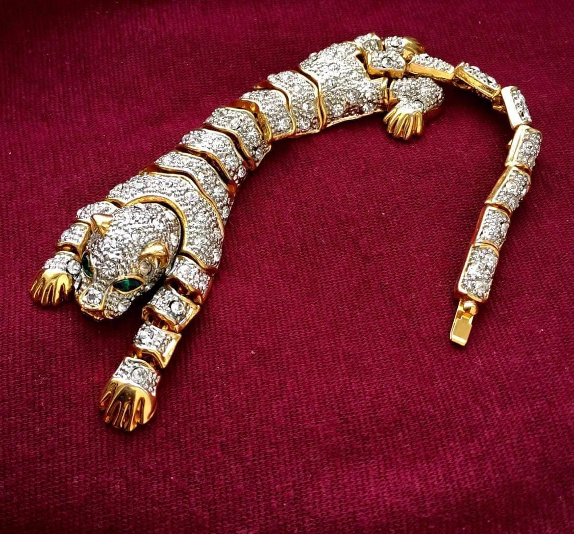 Vintage Dubai Handmade Jaguar Men's Bangle Bracelet In 916 Solid 22Karat  Gold | eBay