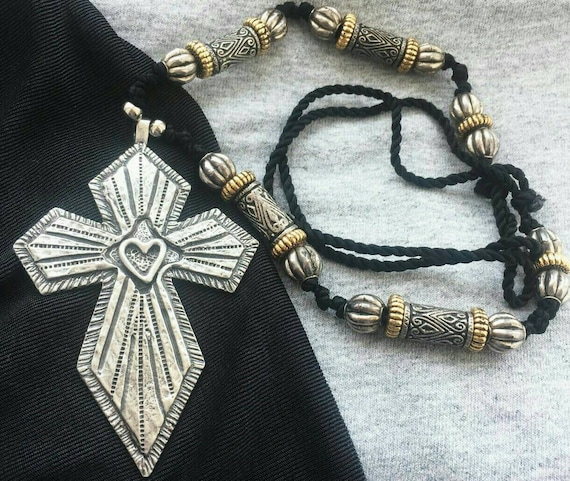 Vintage Marcie Cross Designer Necklace crucifix P… - image 1