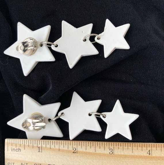 CUTE! Large Star Earrings white acrylic colorful … - image 2
