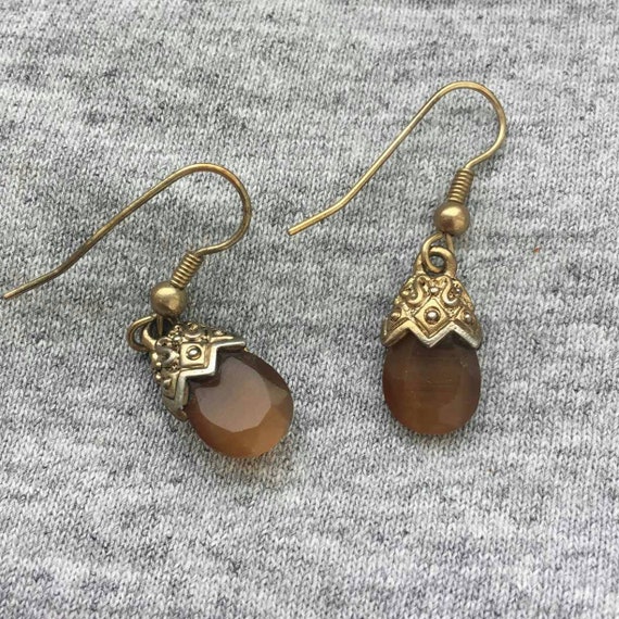 CHIC! Brown faux Amber Victorian style drop small… - image 2