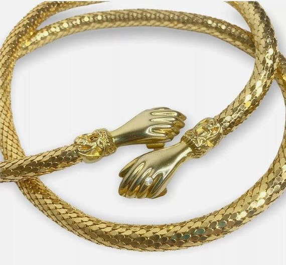 Wow! Vintage DL Auld Gold Tone Mesh Belt Necklace… - image 5