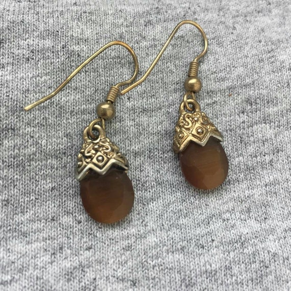 CHIC! Brown faux Amber Victorian style drop small… - image 1