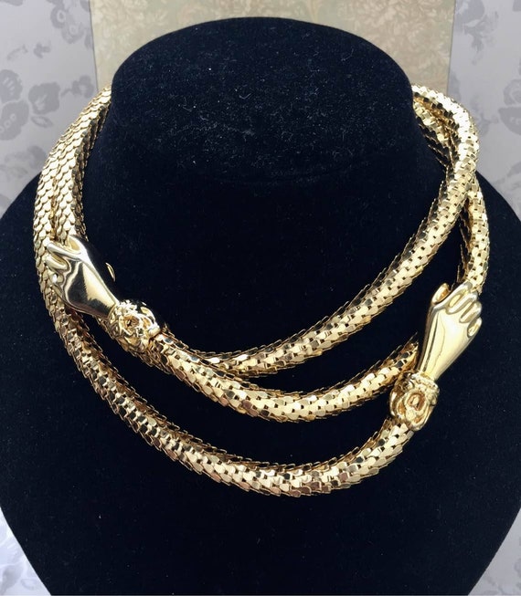 Wow! Vintage DL Auld Gold Tone Mesh Belt Necklace… - image 1