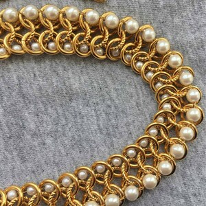 Exquisite Napier Faux Pearl Necklace Choker Collar Couture Designer Chunky Gold Tone Mogul Statement 16 SUPER RARE Vintage 80s Click 2 See image 3