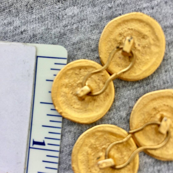 Vintage 2 Gold Tone swirl buttons cufflinks conne… - image 4