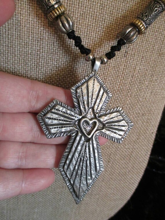 Vintage Marcie Cross Designer Necklace crucifix P… - image 2