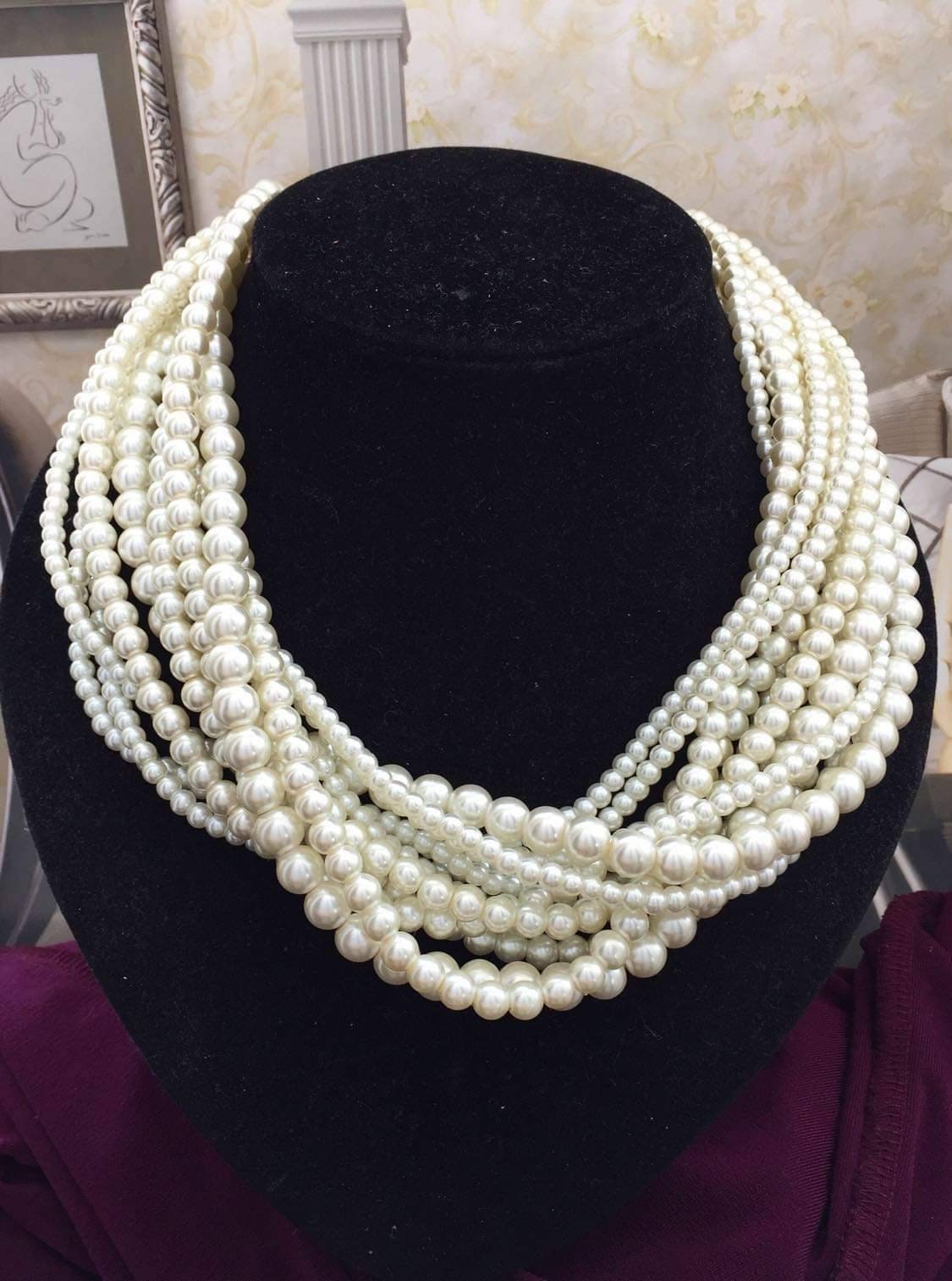 Chanel Pearl Choker Necklace Poured Glass & Faux Diamonds 1980s - Chelsea  Vintage Couture