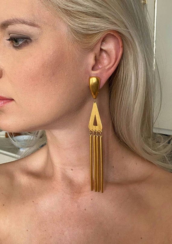 VTG! Robert Lee Morris Earrings Fringe Chandelier 