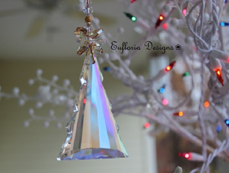 Large Prism Christmas Tree Suncatcher Window Sun Catcher Beaded Window Hanging Glass Ornament Crystal Sun Catchers Beaded Suncatchers