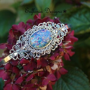Blue Opal Head Piece for Women | Hair Accessories, Bridal Hair Band Antique Jeweled Heaband for Bride, Wedding Hair Piece, Something Blue
