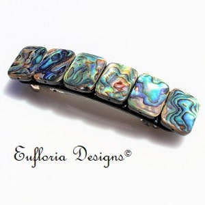 Abalone Barrettes for Thick Hair | Large Hair Clip French Barrette, Paua Shell Hair Jewelry, Sea Shell Hair Barette, Beach Wedding Hair Pin