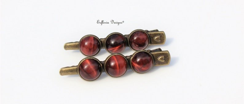Dark Red Hair Clips For Women Hair Accessories Gemstone Etsy