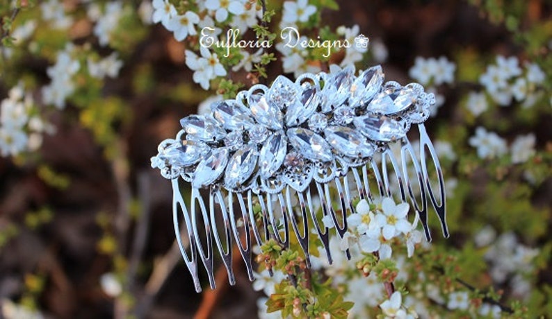 Hair Accessories Crystal Hair Combs for Women Flower Hair Slide Wedding Hair Jewelry Bride Head Piece Floral Hair Piece Jeweled Comb