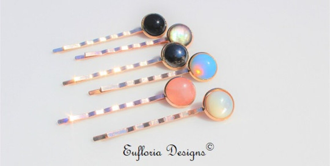 Jeweled Hair Pins for Women Hair Accessories, Rose Gold Hair Slides