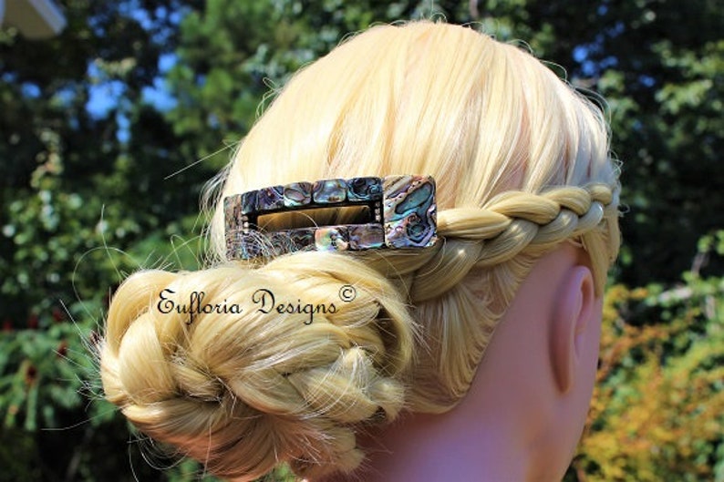 Big Hair Clips for Women Beach Barrette Paua Shell Hair Clip Hair Accessories Abalone Barrette Extra Large French Clip Womans Barette