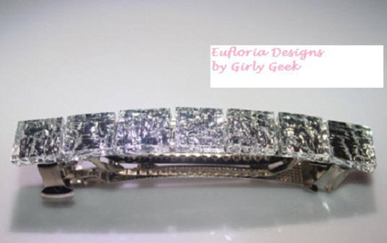 Large Hair Clip Womens Hair Accessories Silver French Barrette Wedding Barrette Thick Hair Barrette Womans Barette Handmade